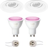 Pragmi Domy Pro - Inbouw Rond - Mat Wit - Verdiept - Kantelbaar - Ø105mm - Philips Hue - LED Spot Set GU10 - White and Color Ambiance - Bluetooth - BES LED