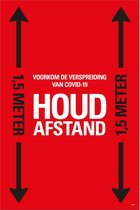 Vloersticker houd afstand 1,5 meter, rood/wit, 600 x 900 mm