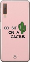 Samsung A7 2018 hoesje siliconen - Go sit on a cactus | Samsung Galaxy A7 2018 case | Roze | TPU backcover transparant
