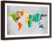 Foto in frame , Wereld in Gekleurde strepen , 120x80cm , multikleur , wanddecoratie
