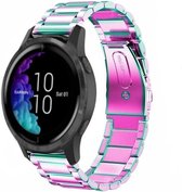 Stalen Smartwatch bandje - Geschikt voor  Garmin Venu stalen band - regenboog - Horlogeband / Polsband / Armband