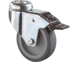 Zwenkwiel 100Mm Rubber Grijs M/Rem