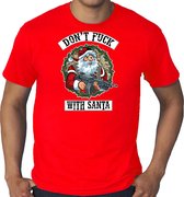 Grote maten fout Kerstshirt / Kerst t-shirt Dont fuck with Santa rood voor heren - Kerstkleding / Christmas outfit 4XL