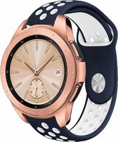 Siliconen Smartwatch bandje - Geschikt voor  Samsung Galaxy Watch sport band 42mm - blauw/wit - Horlogeband / Polsband / Armband