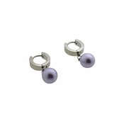 Aramat jewels ® - Oorringen met parel lila chirurgisch staal 14mm x 3mm