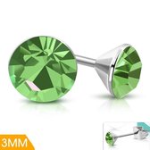 Aramat jewels ® - Ronde oorbellen groen kristal staal 3mm