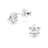 Aramat jewels ® - Zilveren oorbellen driehoek zirkonia 925 zilver transparant 6mm