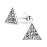 Aramat jewels ® - Zilveren oorbellen driehoek black diamond 925 zilver kristal 8mm x 7mm