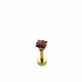 Helix piercing vierkant chirurgisch staal rood goudkleurig 4mm 1.2mm 6mm