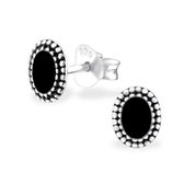 Aramat jewels ® - 925 sterling zilveren oorbellen ovaal geoxideerd zwart 5mm x 6mm