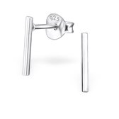 Aramat jewels ® - 925 sterling zilveren oorbellen bar 1mm x 10mm