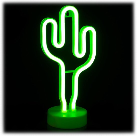 Relaxdays neonlamp led - nachtlampje - neon tafellamp - tafeldecoratie - neon lamp - Cactus