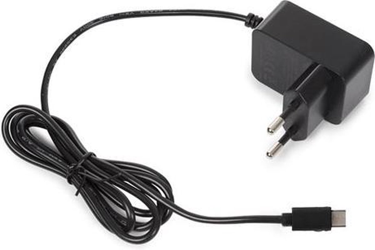 HQ-Power Compacte lader met USB-C-aansluiting, 5 V - 2.5 A – 12.5 W, universele ingang 100-240 VAC, lange kabel van 150 cm, lichtgewicht ontwerp, compatibel met Raspberry Pi® 4, ideaal voor reizen en dagelijks gebruik, zwart