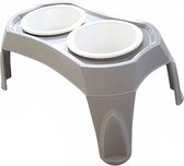 M-pets Voer- En Drinkbak 2 X 500 Ml 47 X 30 Cm Grijs 3-delig