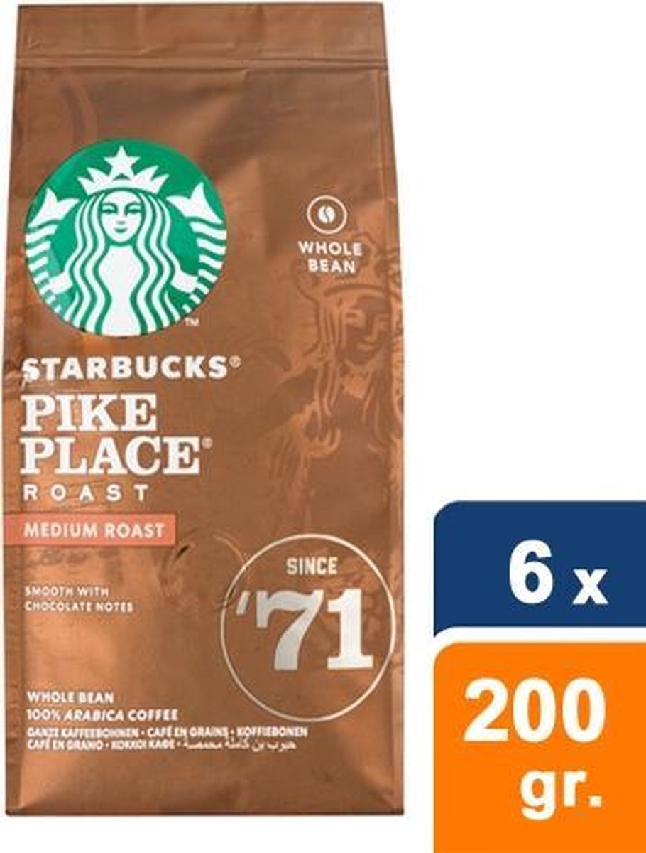 Starbucks Pike Place Medium Roast koffie - koffiebonen - 6 zakken à 200 gram - Starbucks