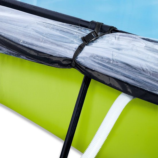 EXIT Lime Frame Zwembad 300x200x65cm - Opzetzwembad - met Filterpomp & Overkapping - Rechthoekig - Groen