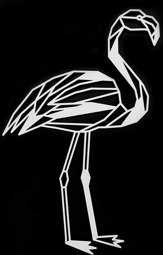 Houten Dierenkop • Houten Flamingo • Dierenkop Flamingo • Extra Groot • Wit MDF • Houten Dier • Wandecoratie
