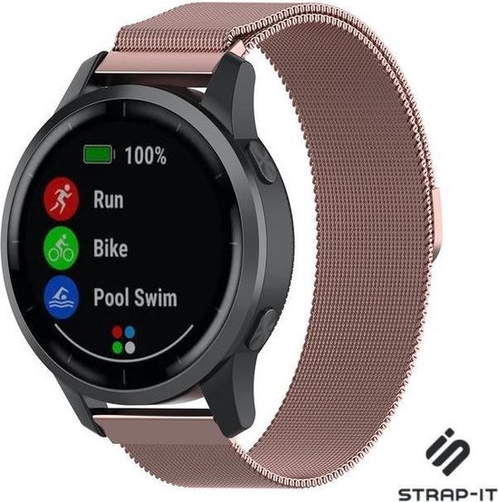 Strap it Smartwatch bandje Milanees geschikt voor Garmin vivoactive 4 45mm Garmin. bol