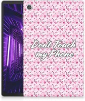 TPU Backcover Lenovo Tab M10 Plus Hoesje met Tekst Flowers Pink Don't Touch My Phone met transparant zijkanten
