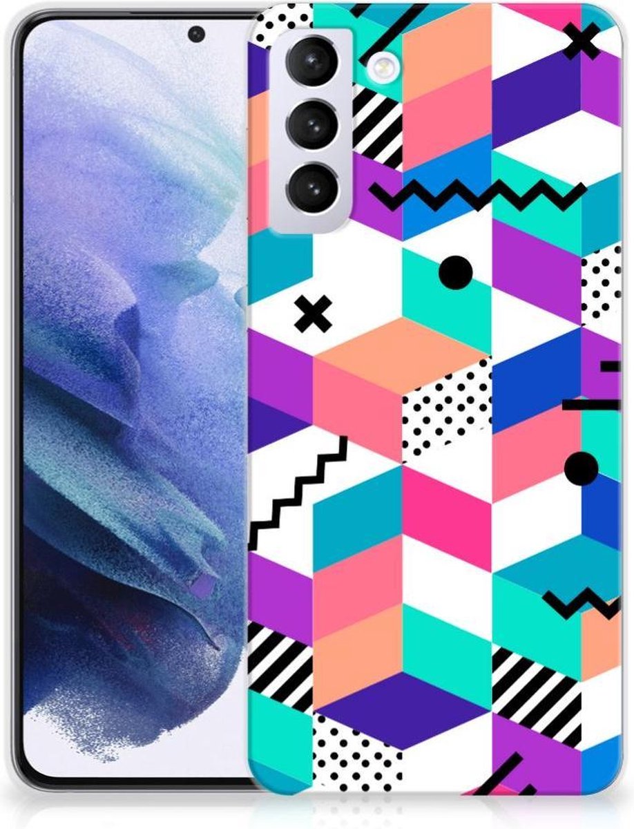Samsung Galaxy S21 Plus TPU Hoesje Blokken Kleurrijk