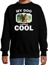 Duitse herder honden trui / sweater my dog is serious cool zwart - kinderen - Duitse herders liefhebber cadeau sweaters 7-8 jaar (122/128)