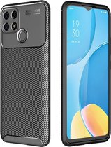 Oppo A15 Hoesje Geborsteld TPU Flexibele Back Cover Zwart