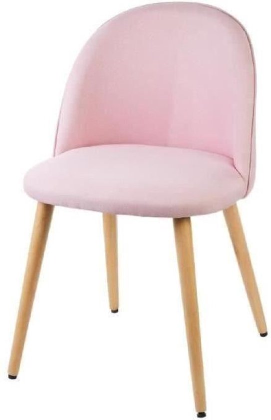 MACARON chaise de salle a manger - Tissu rose pastel - Scandinave - L 50 x  P 50 cm | bol