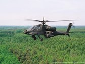 Schilderij Apache Gevechtshelikopter - Plexiglas - Defensie - Bosgebied - 120 x 90 cm
