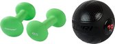 Tunturi - Fitness Set - Neopreen Dumbbellset 2 x 4 kg - Slam Ball 10 kg
