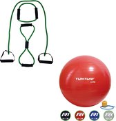 Tunturi - Fitness Set - Tubing Set Groen - Gymball Rood 65 cm
