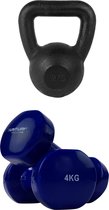 Tunturi - Fitness Set - Vinyl Dumbbell 2 x 4 kg - Kettlebell 12 kg