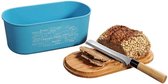Boîte à pain - Boîte à pain ovale en mélamine 2 en 1 avec planche à découper en Bamboe - Boîte de rangement à pain avec planche à découper - Couvercle en Bamboe - Blauw