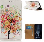 Nokia 2.4 Book Case Hoesje Wallet Met Gekleurde Boom Print