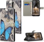 Nokia 2.4 Book Case Hoesje Wallet Met Vlinder Print