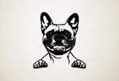 Wanddecoratie - Hond - Franse bulldog 8 - L - 81x75cm - Zwart - muurdecoratie - Line Art