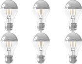 CALEX - LED Lamp 6 Pack - Kogelspiegellamp Filament A60 - E27 Fitting - 4W - Warm Wit 2300K - Chroom - BSE