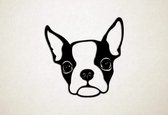 Wanddecoratie - Hond - Boston Terrier 8 - XS - 26x25cm - Zwart - muurdecoratie - Line Art