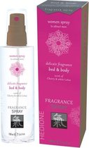 Shiatsu - Feromonen Bed & Body Spray Voor Vrouwen - Kers & Witte Lotus