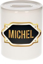 Michel naam cadeau spaarpot met gouden embleem - kado verjaardag/ vaderdag/ pensioen/ geslaagd/ bedankt