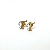 Oorbellen studs letter Alfabet - Goud (letter T)