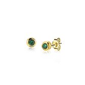 ZINZI zilveren oorknopjes groen zirkonia glad 4mm geel verguld ZIO1177GG