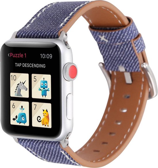 Apple watch denim bandjes van By Qubix - 42mm / 44mm - Donker blauw - Leren  bandje - | bol.com