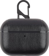 AirPods hoesje van By Qubix - AirPods Pro lederen hoesje Pro Leather series - Met bevestigingsclip - Zwart