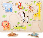 Houten puzzel "Dierentuin vrienden" - 9 puzzelstukjes - Kinderpuzzel vanaf 1 jaar