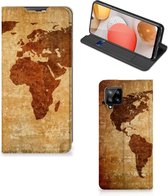 Wallet Bookcase Geschikt voor Samsung Galaxy A42 Telefoonhoesje Wereldkaart