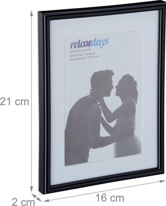 cadre photo relaxdays 15x20 cm - passe partout - cadre photo - cadre - cadre à langer - set noir