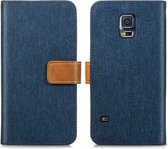 iMoshion Luxe Canvas Booktype Samsung Galaxy S5 (Plus) / Neo hoesje - Donkerblauw