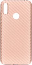 Carbon Softcase Backcover Huawei Y7 (2019) hoesje - Rosé Goud