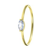Lucardi Dames Ring markies licht blauw - Ring - Cadeau - Moederdag - 14 Karaat Goud - Geelgoud