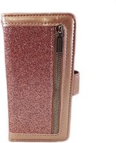 HEM hoes geschikt voor Apple iPhone 12 / 12 Pro - Magic Glitter Rose Gold - Leren Rits Portemonnee Telefoonhoesje